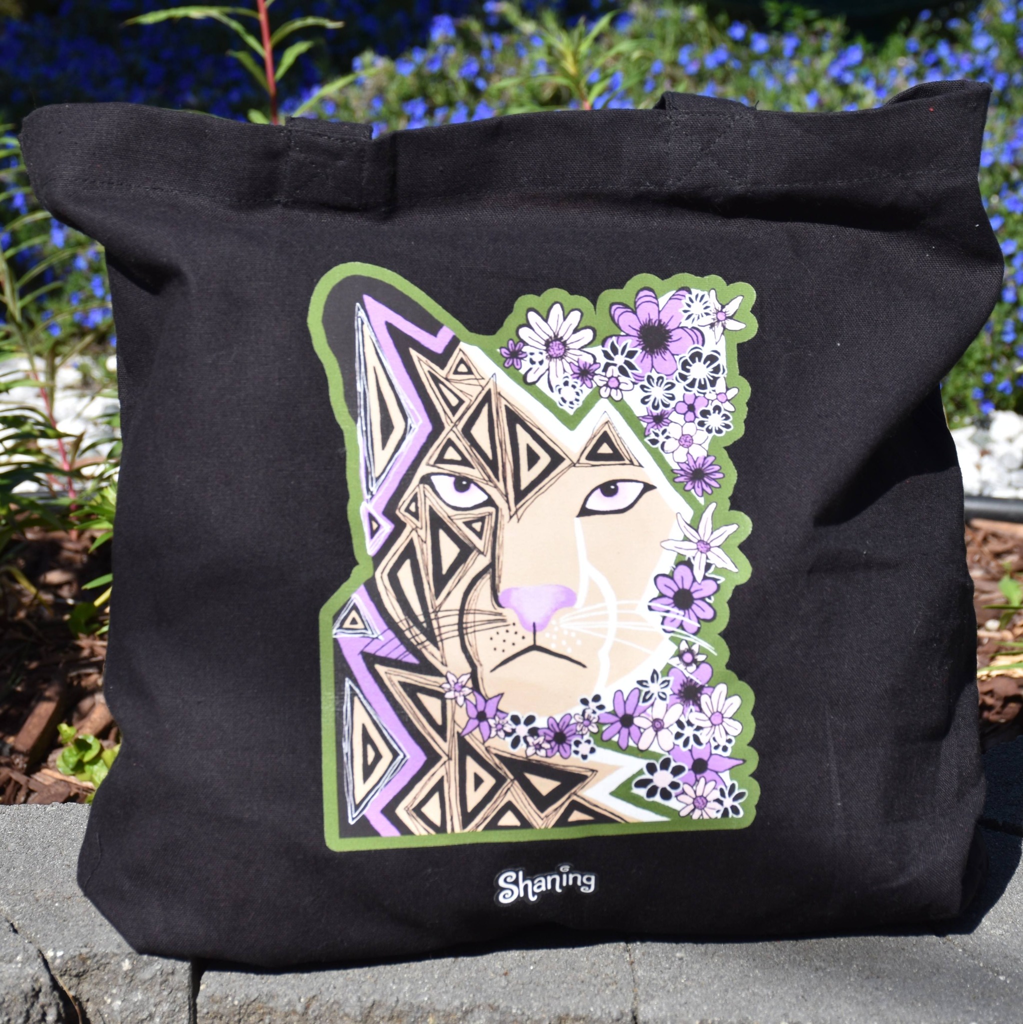 Flower Cougar Tote Bag